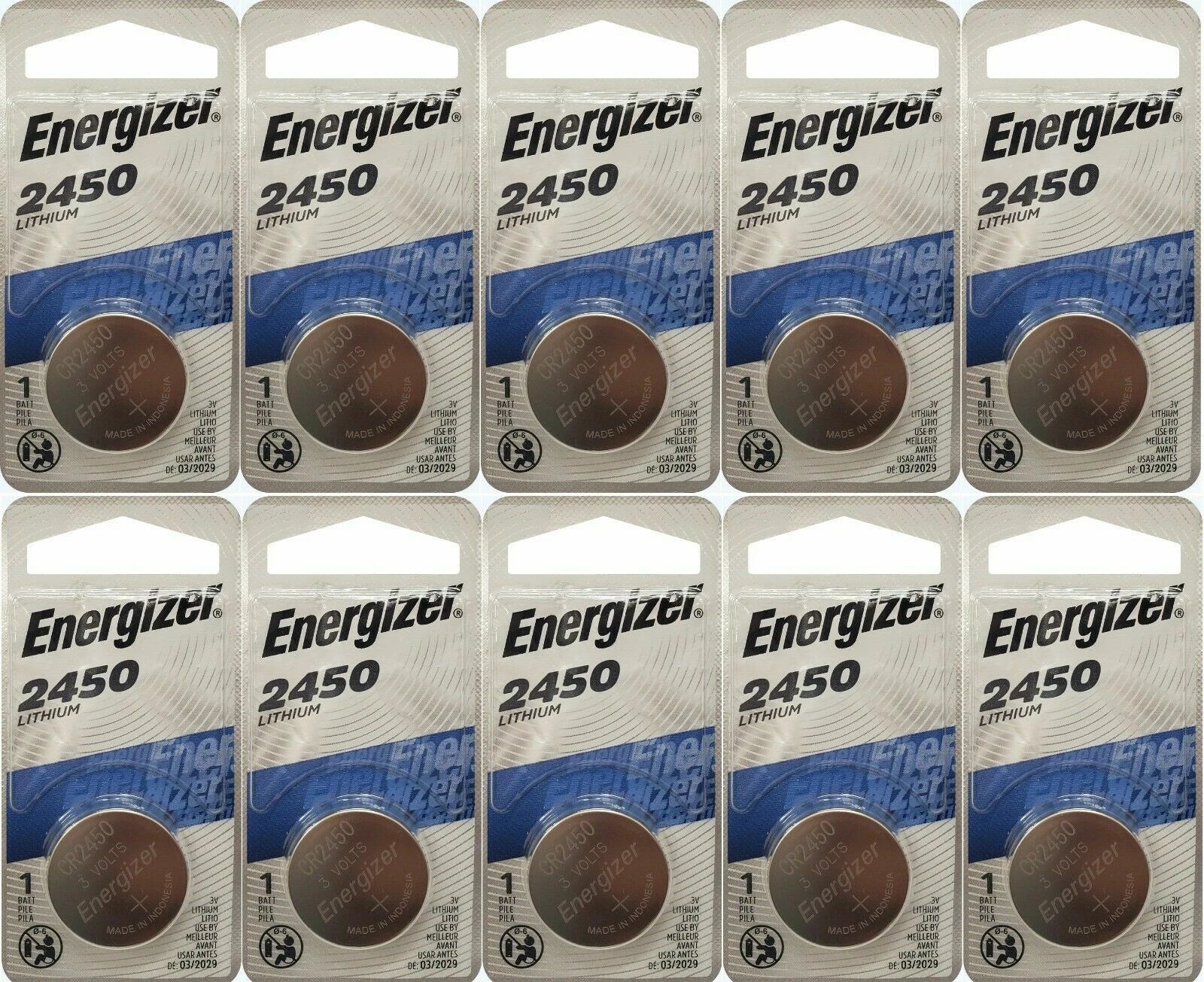 12 Pcs Energizer CR2450 ECR2450 CR 2450 3V Lithium Coin Cell Button Battery