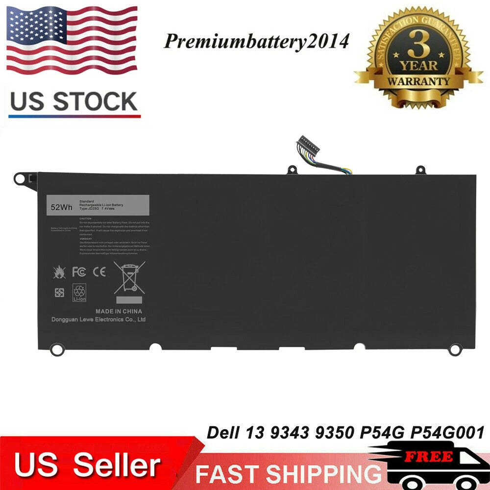 Replacement Battery for Dell XPS 13 9343 9350 13D-9343 JD25G JHXPY 5K9CP 90V7W