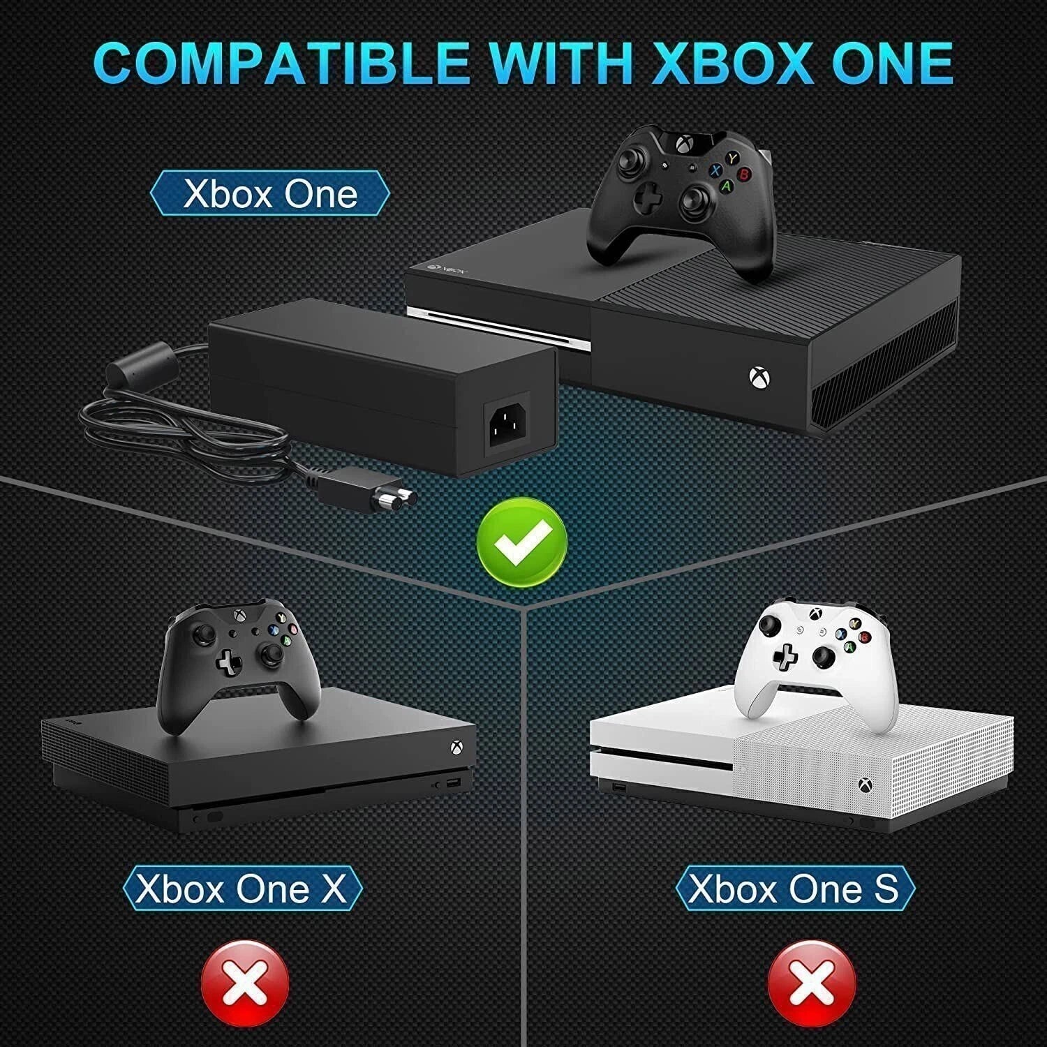 XBOX ONE Power Supply Brick Charger Adapter Cable Cord for Microsoft Xbox 1 One