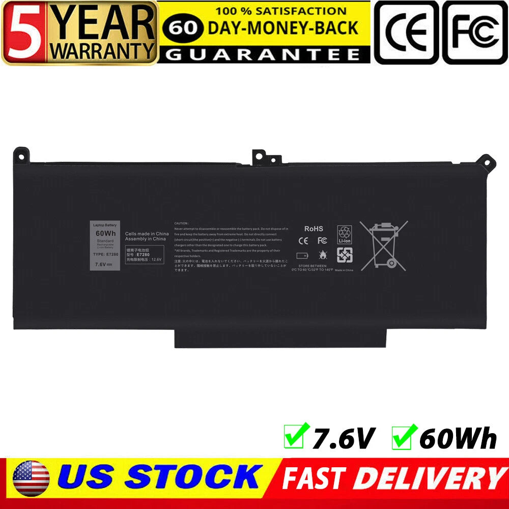 60Wh F3YGT Battery for DELL Latitude 12 7000 7280 7290 13 7000 E7280 E7480
