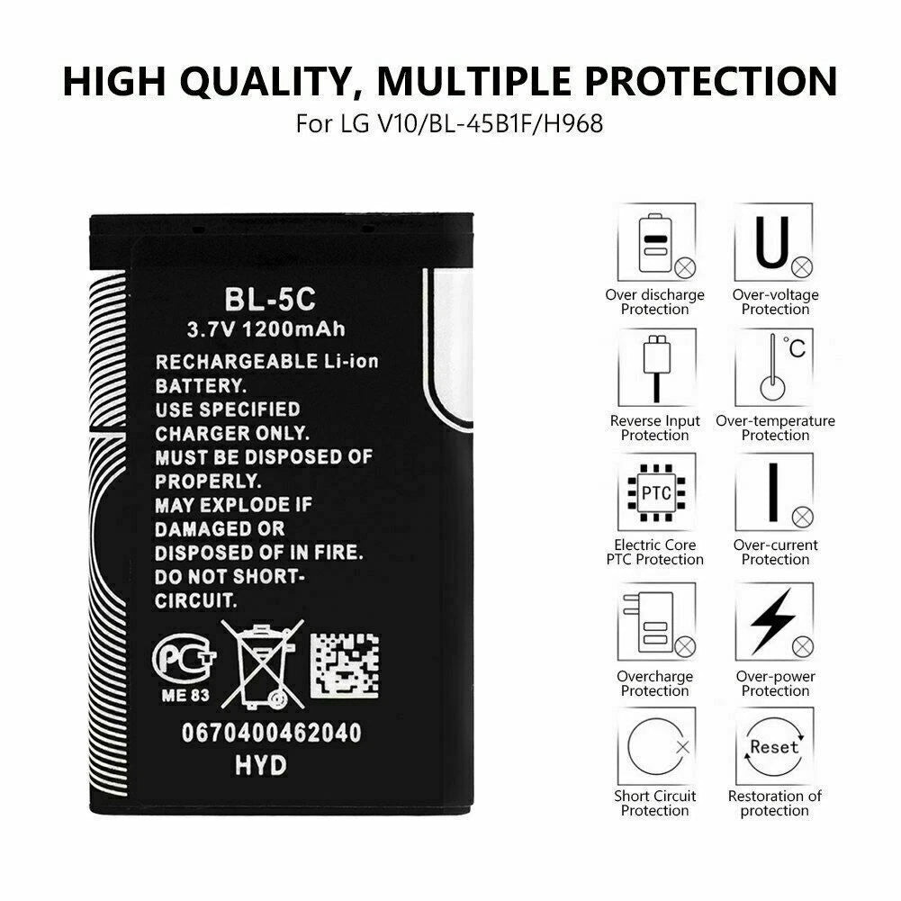 1020mah BL-5C Battery For Nokia N70 N91 N72 E60 1100 3110 3650 7600 1600 Phone