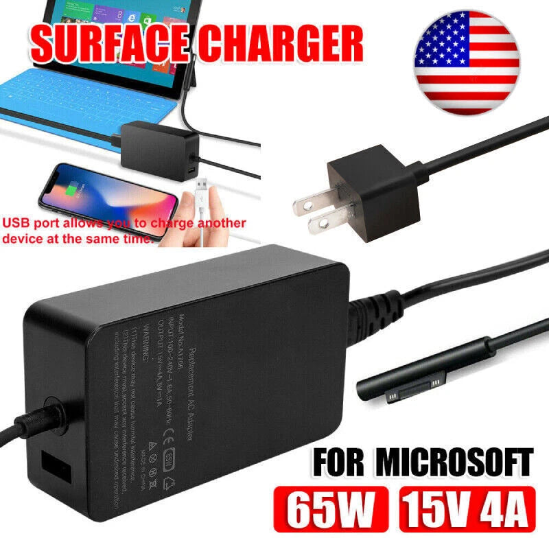 65W 15V 4A Adapter Charger for Microsoft Surface Book/ Pro 4 Q4Q-00001 1706 Go
