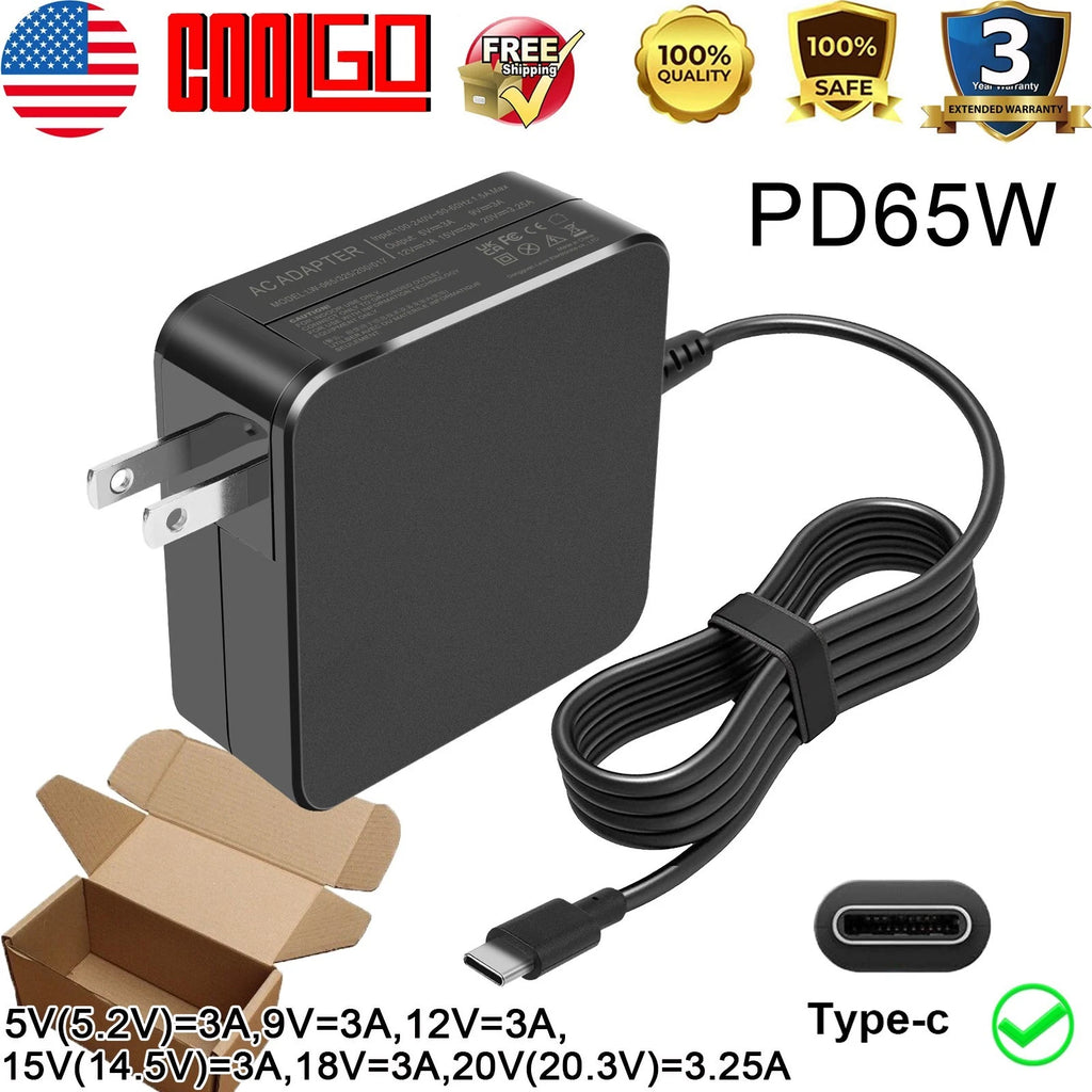 65W USB C AC Adapter Charger for HP L30757-002 L32392-001 L30757-004 L32392-001