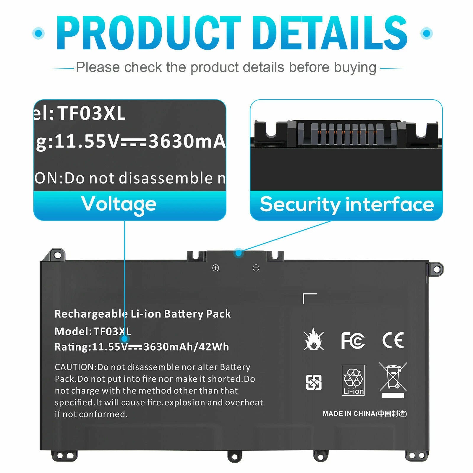 TF03XL Battery For HP Pavilion X360 Convertible 14M-CD0001DX 14M-CD0003DX Series