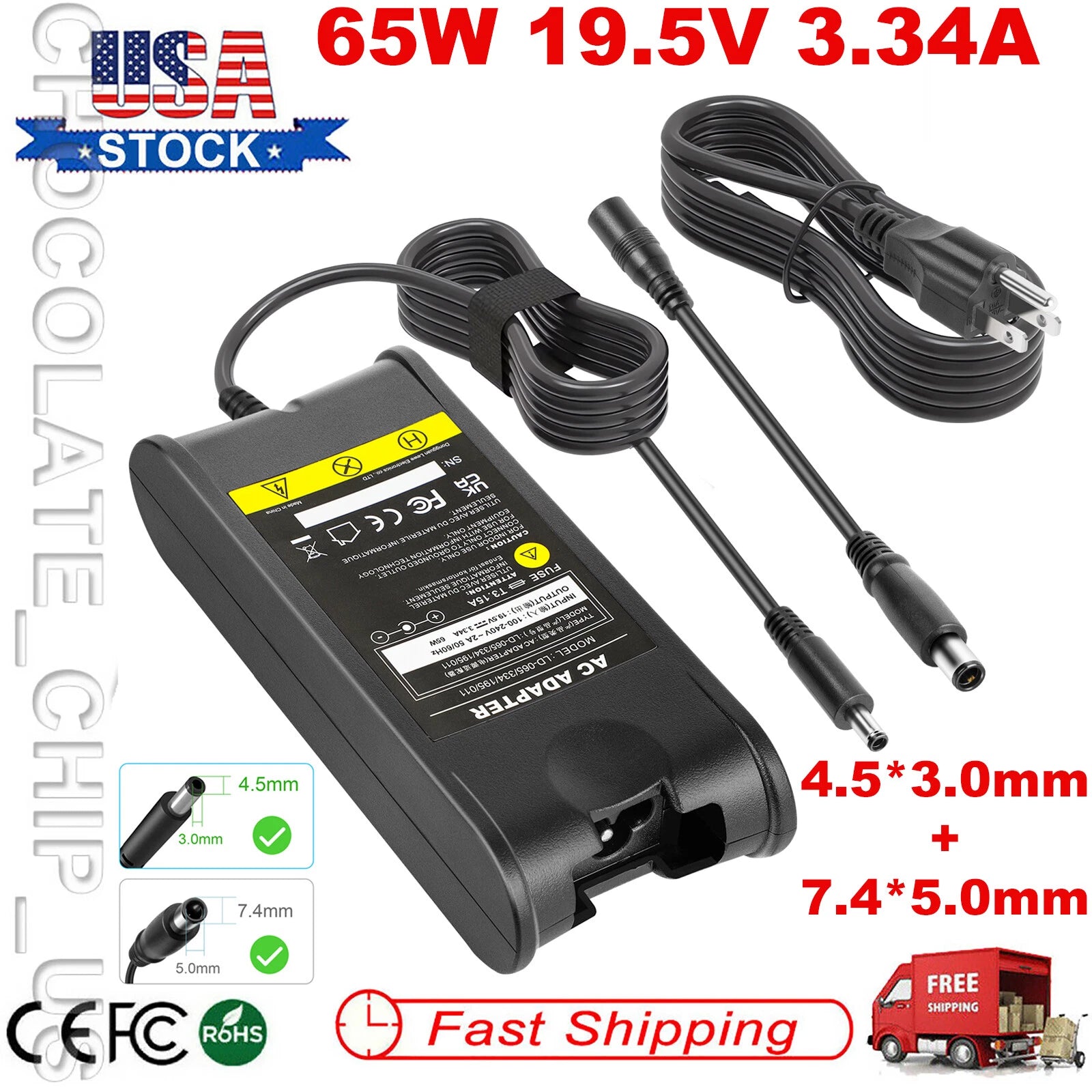 65W AC Adapter Charger for Dell Inspiron 3583 3593 7506 7573 Latitude 3520 3420