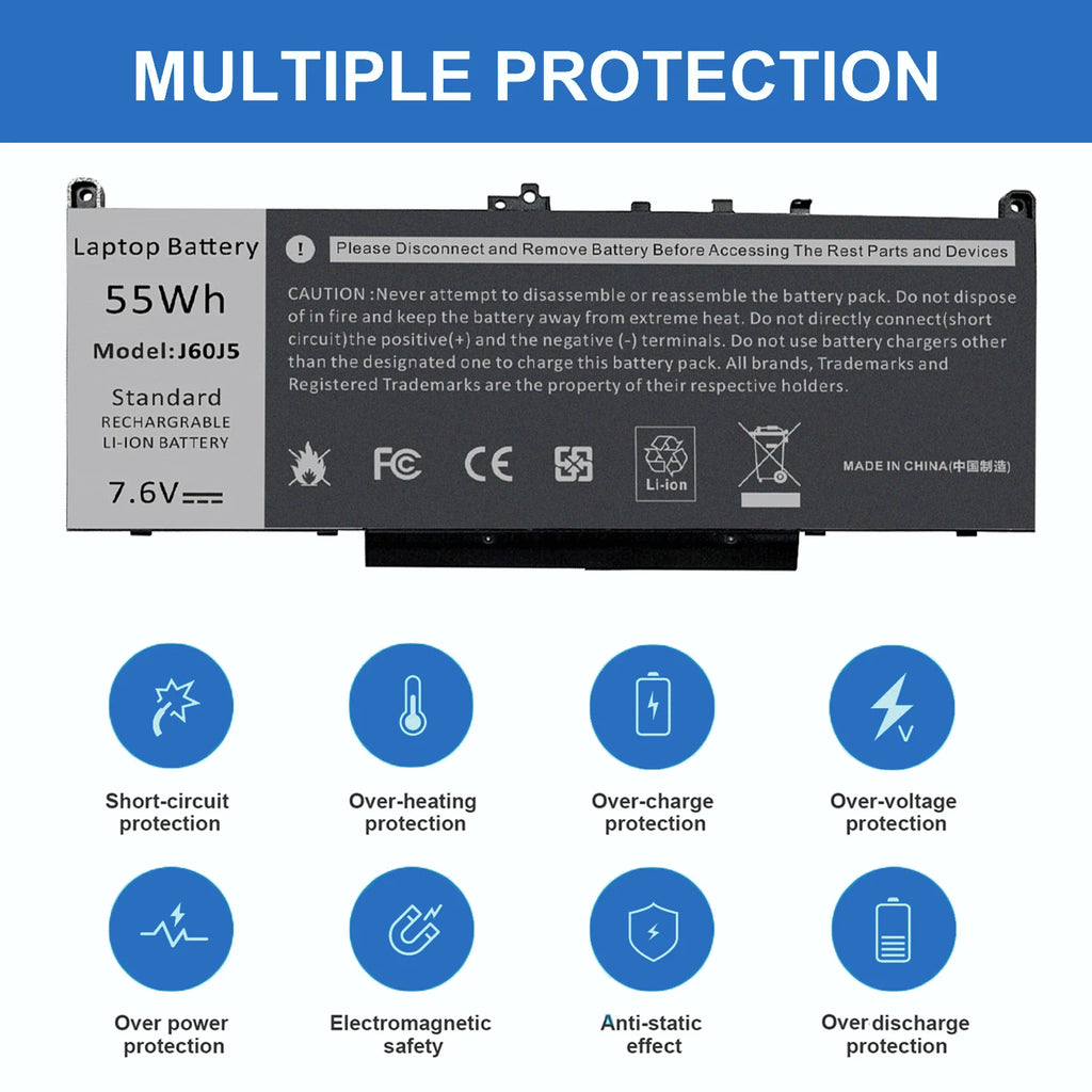 J60J5 7CJRC Replace Battery for Dell Latitude E7270 E7470 7470 7270 MC34Y TX283