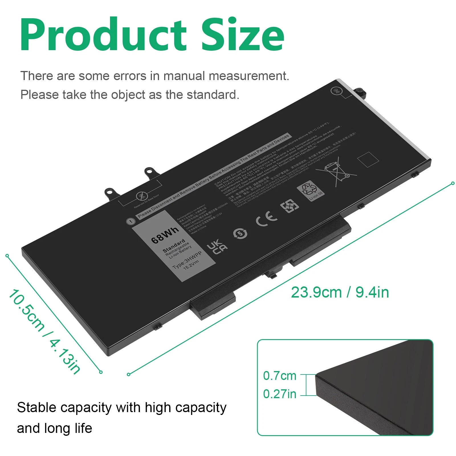 68Wh Battery for Dell Latitude 5501 5401 5511 5510 5411 Precision 3541 3HWPP
