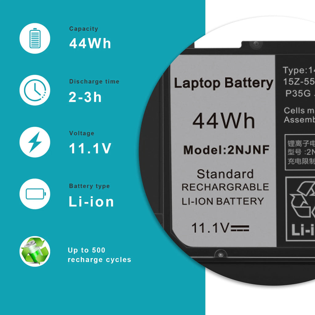 2NJNF 8JVDG Battery for Dell Inspiron 14z-5423 15z-5523 2NJNF TPMCF 11.1V 44Wh