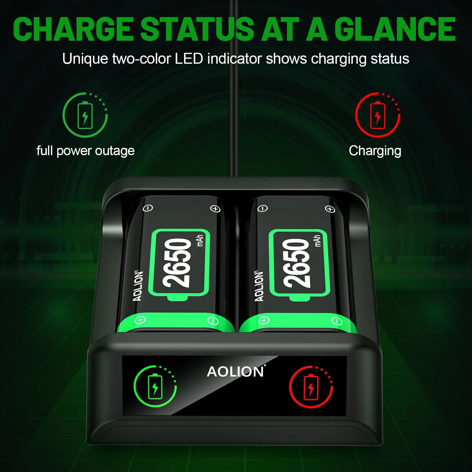 For XBOX ONE Controller Play Dual Charging Dock + 2x Rechargeable Battery Pack