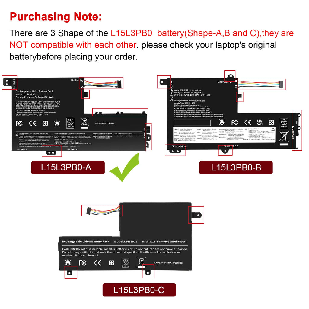 Replace L15L3PB0 Battery For Lenovo IdeaPad L15M3PB0 320S-15ABR 330S-15IKB 52.5W