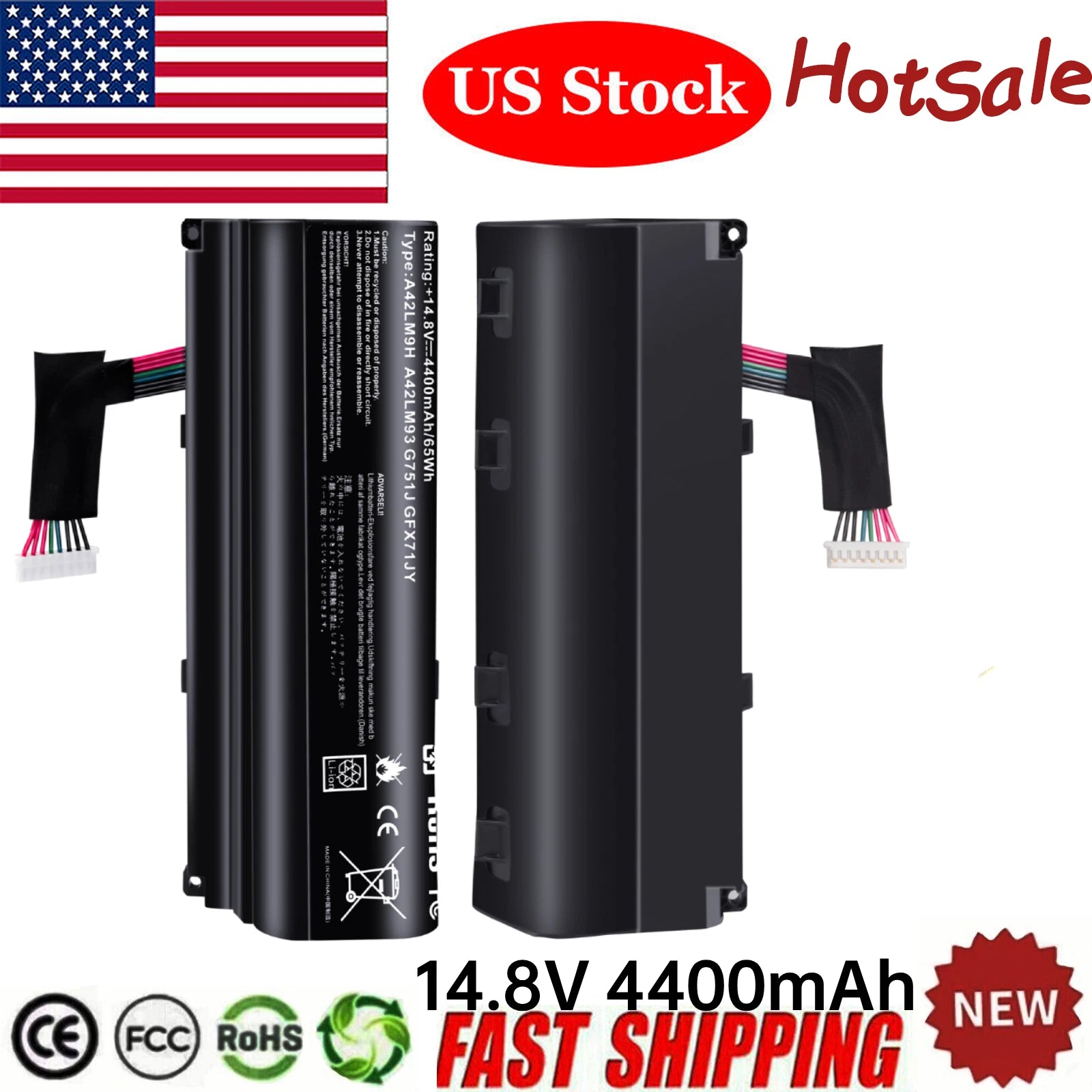 A42N1403 Battery for ASUS ROG GFX71JY 17.3"GFX71JY4710 G751 G751J G751JT A42LM93