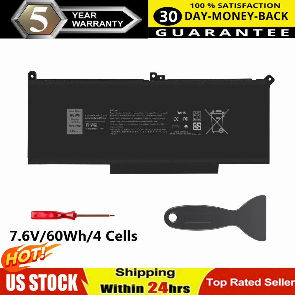 F3YGT Battery For Dell Latitude E7280 E7480 7480 7490 7380 7390 DM3WC / Charger