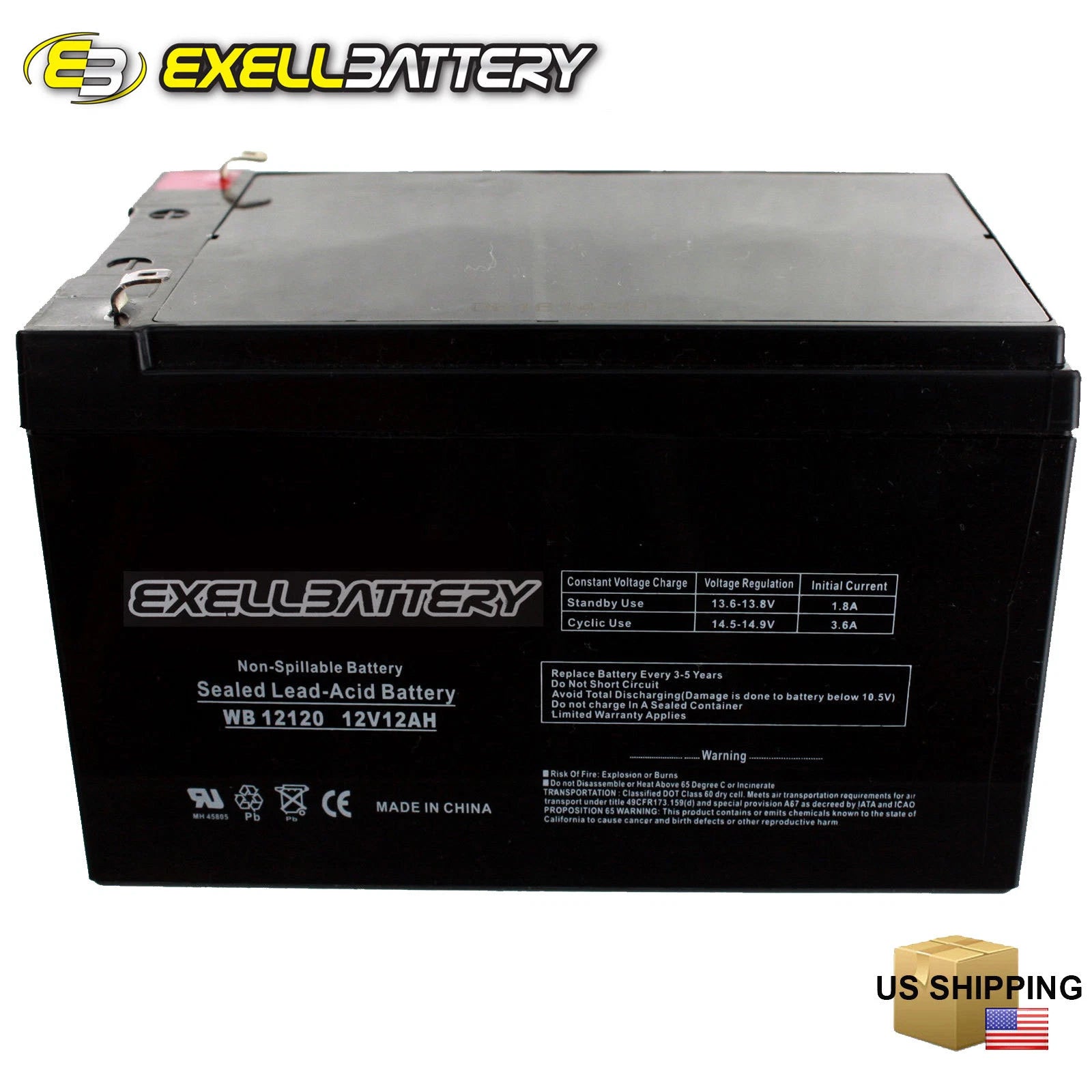 Kid Trax 12 Volt 12 AH Rechargeable Replacement Battery 12V 12Ah Exell Battery