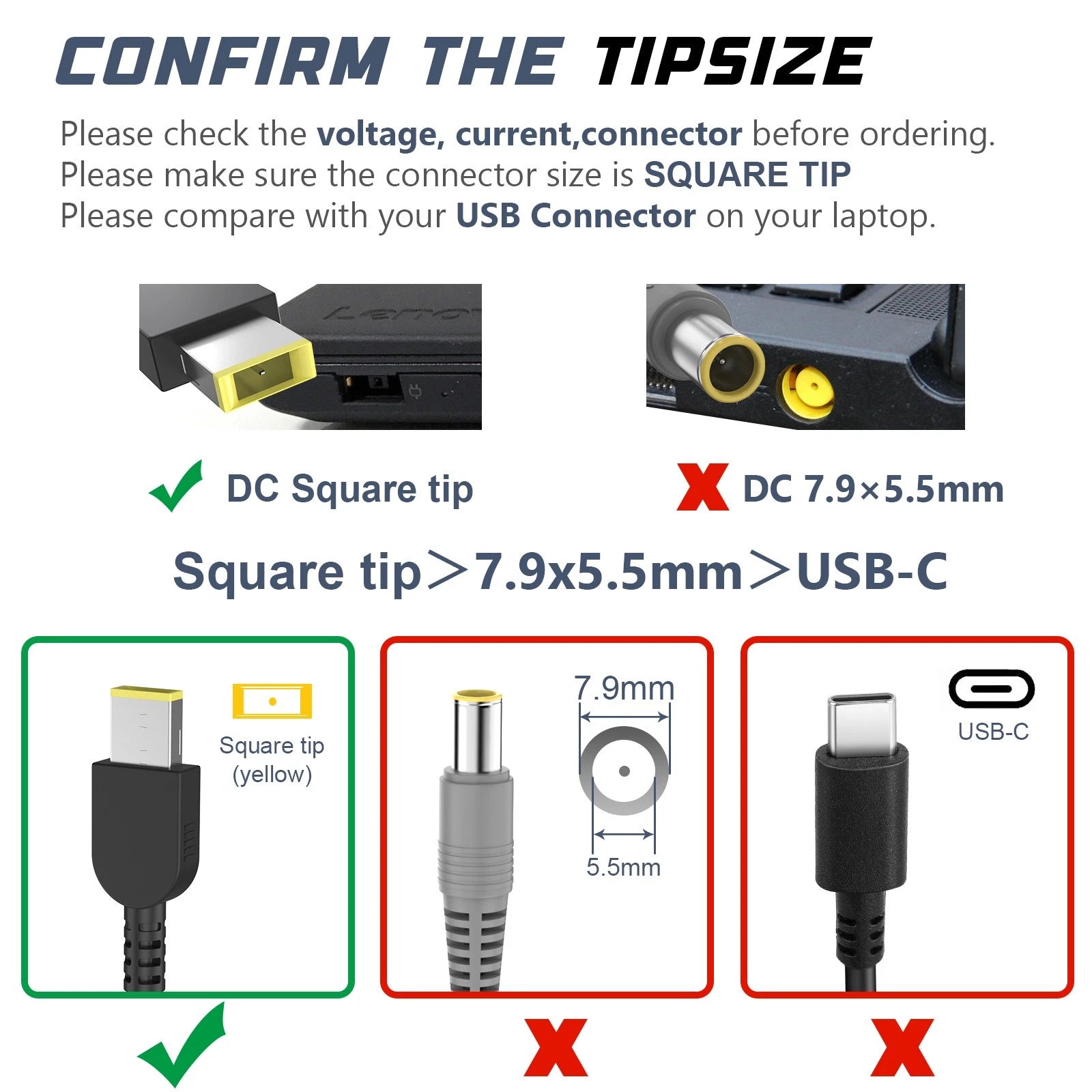 20V 3.25A 65W USB Tip AC Adapter Charger for Lenovo Thinkpad L440 L450 L460 L470