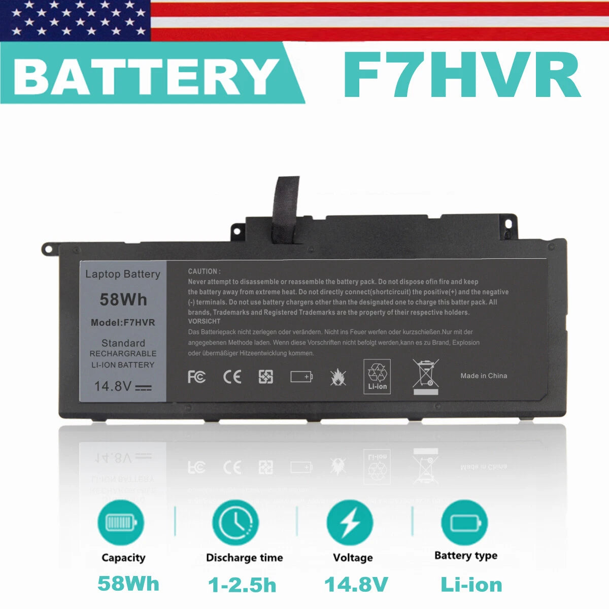 F7HVR Battery For Dell Inspiron 17 7000 7746 7737 14 15 5545 7437 062VNH Type