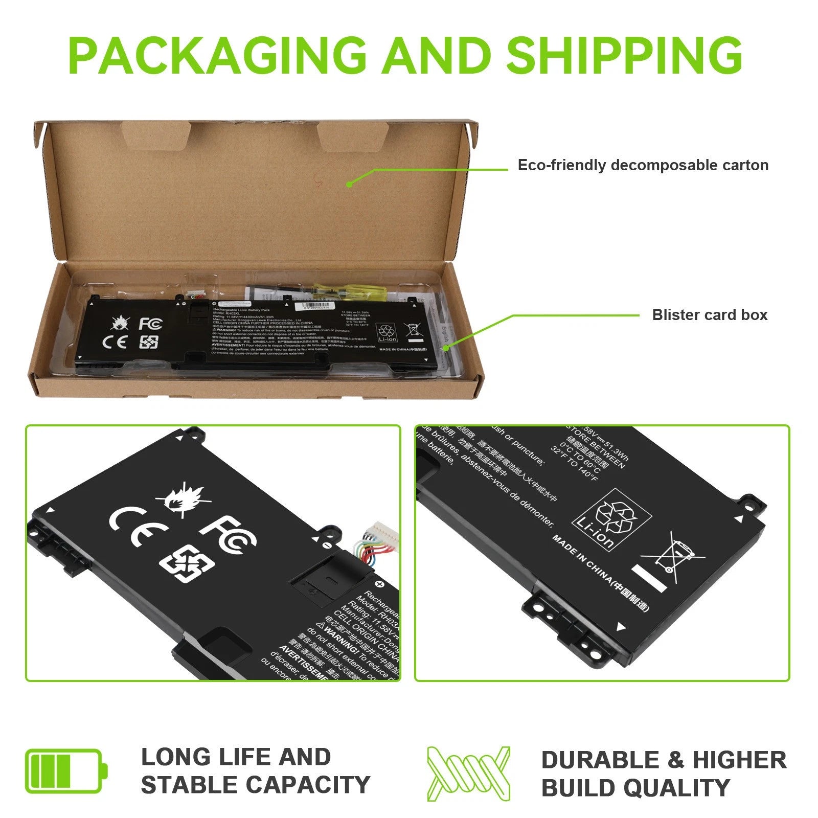 51.3Wh RH03XL Battery For HP Probook 440 450 G10 455 G9 G10 EliteBook 640 G9 G10