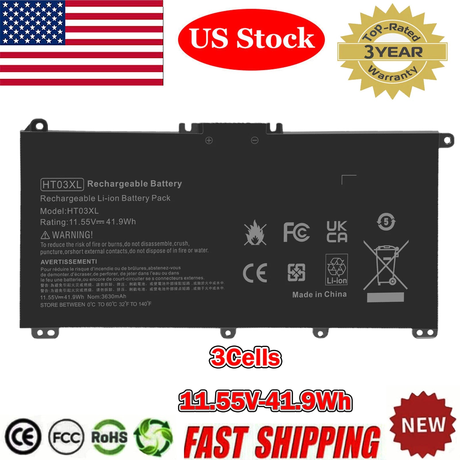 HT03XL Battery for HP 245 250 255 G7 348 G5 14-CF 15-DA 15-DB 17-CA L11119-855