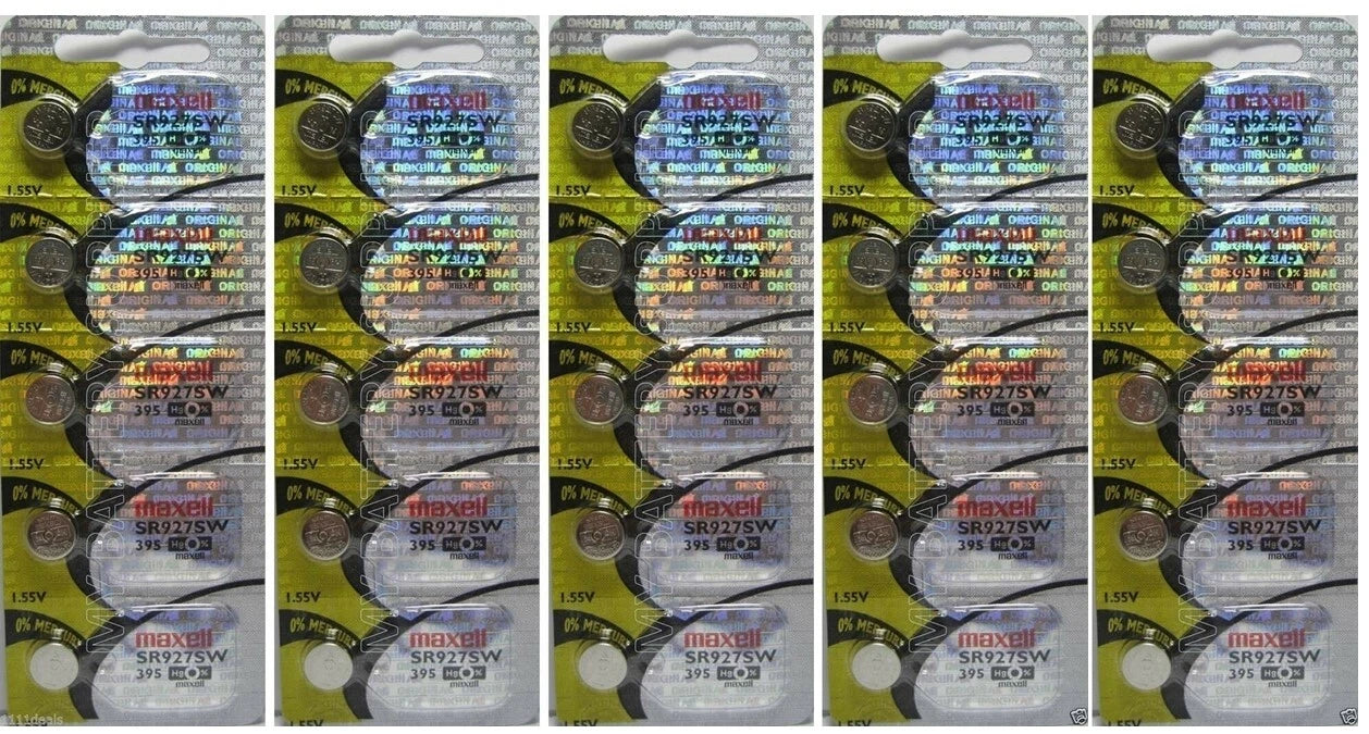 395 Maxell Watch Batteries SR927SW 25 Pcs
