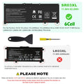 LOT SR03XL Battery For HP Envy 17-bw Pavilion 15-cx x360 15-cn L08855-855 52.5Wh