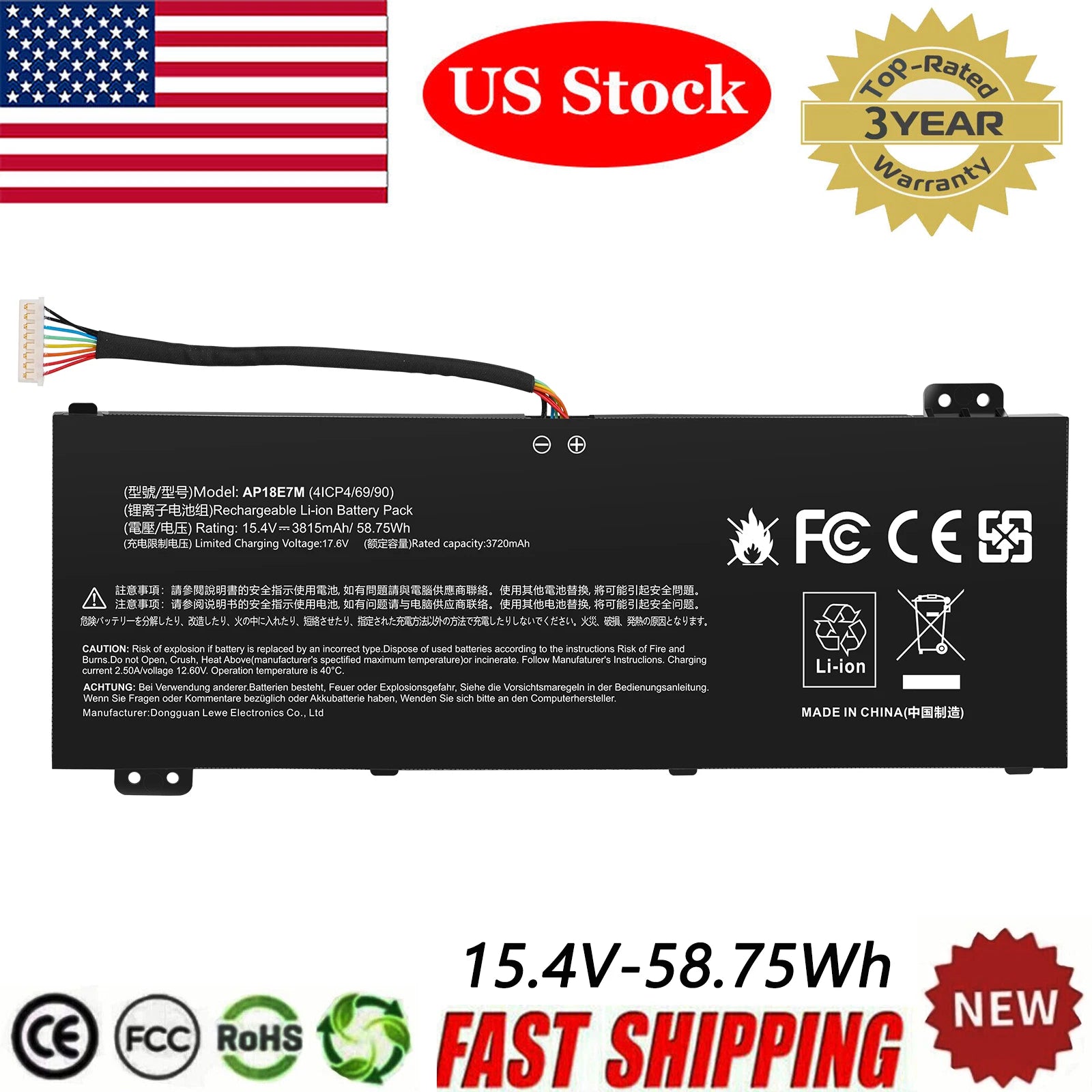 AP18E7M AP18E8M Battery for Acer Nitro 5 AN515-54 AN517-51 Nitro 7 AN715-51 New