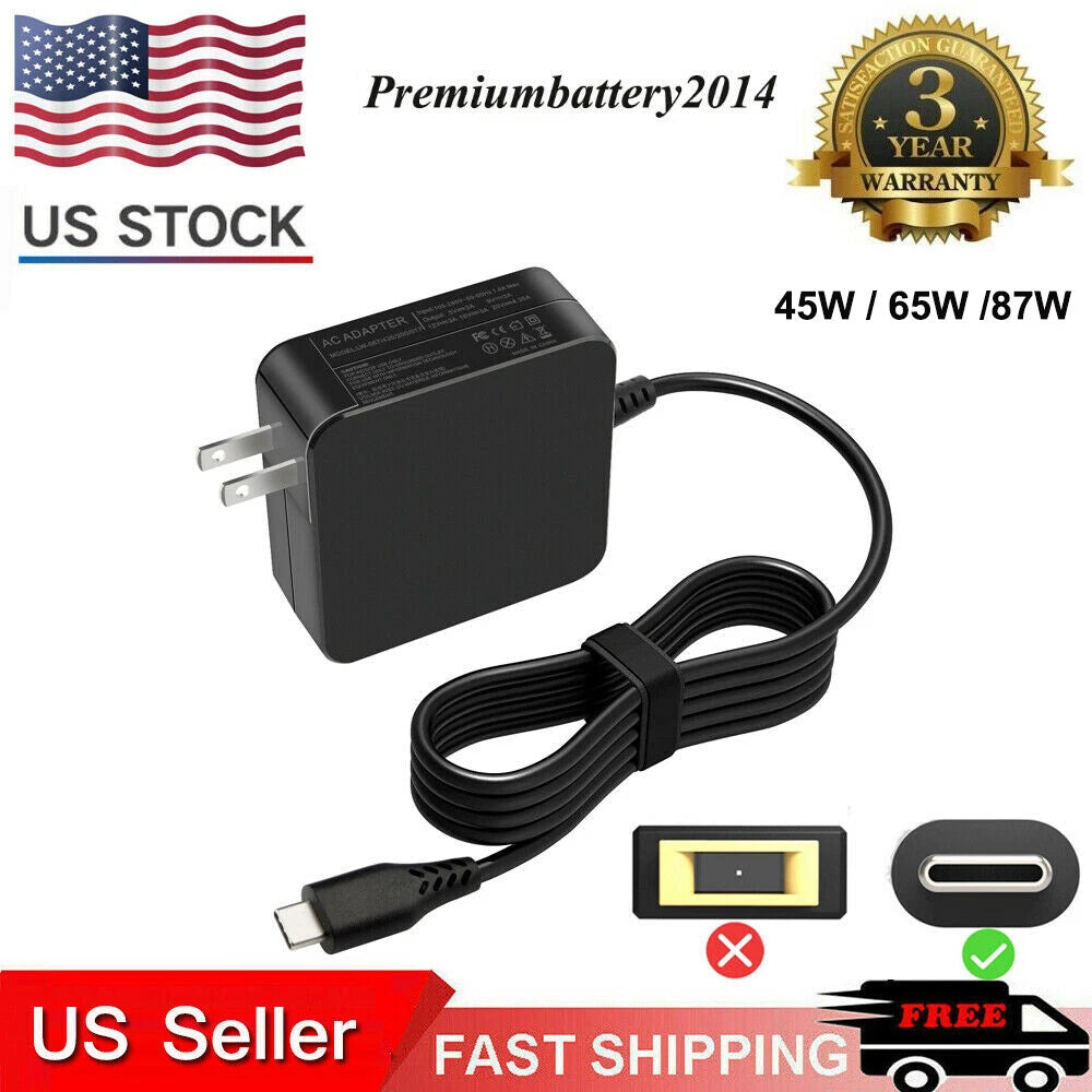LOT OF 10 65W USBC Type C Laptop Charger Power Supply Adapter Lenovo Yoga Chrome