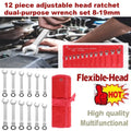 12Pc Metric Flexible Head Ratcheting Spanner Wrench Tool Set 8-19mm+Roll Bag2026