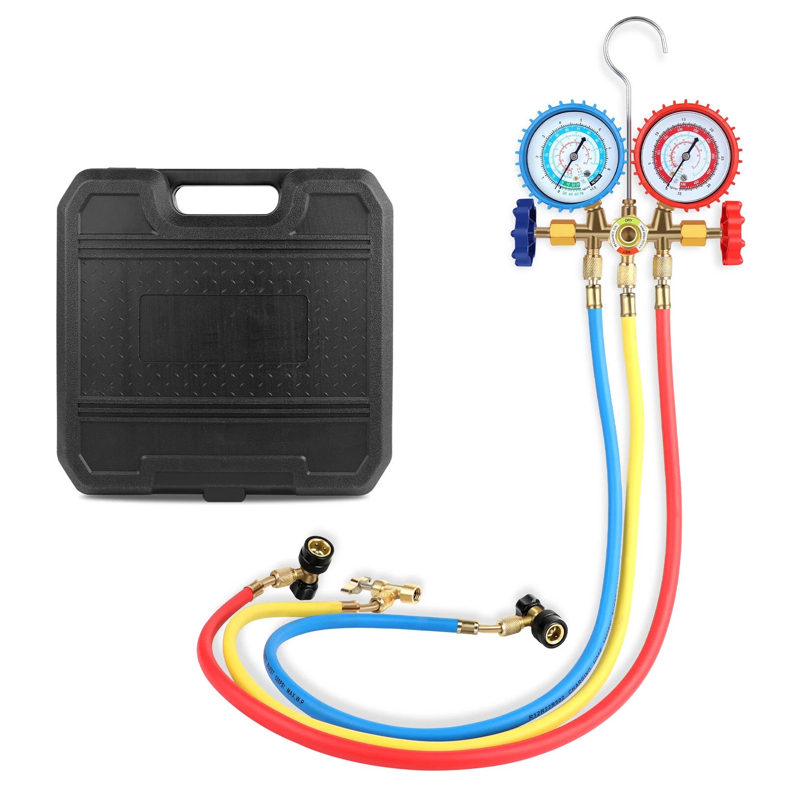 Manifold Gauge Set AC A/C Charging Hose Air Conditioner HVAC Professional Kit US