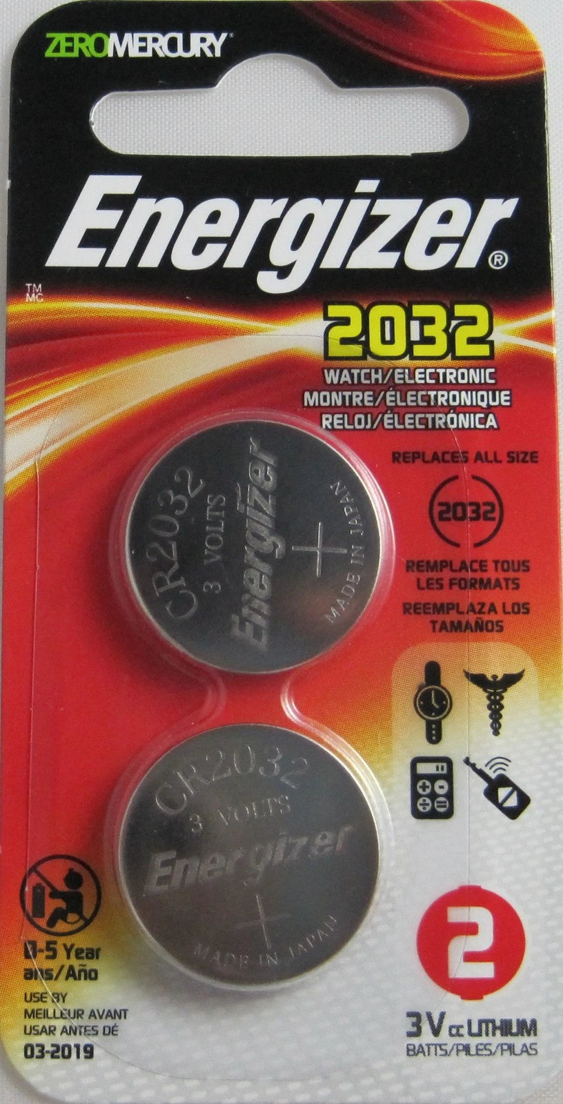 2 PK CR2032 DL2032 ECR2032 Energizer Batteries