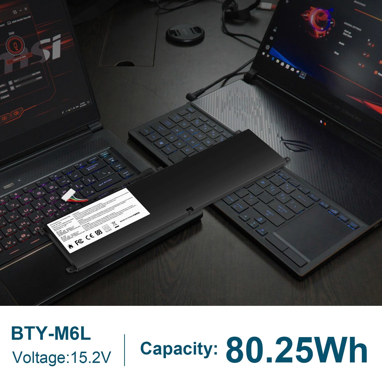 BTY-M6L Battery For MSI GS65 GS75 Stealth 8SE 8SF 8SG 8RF 9SD 9SE Creator 80.25W