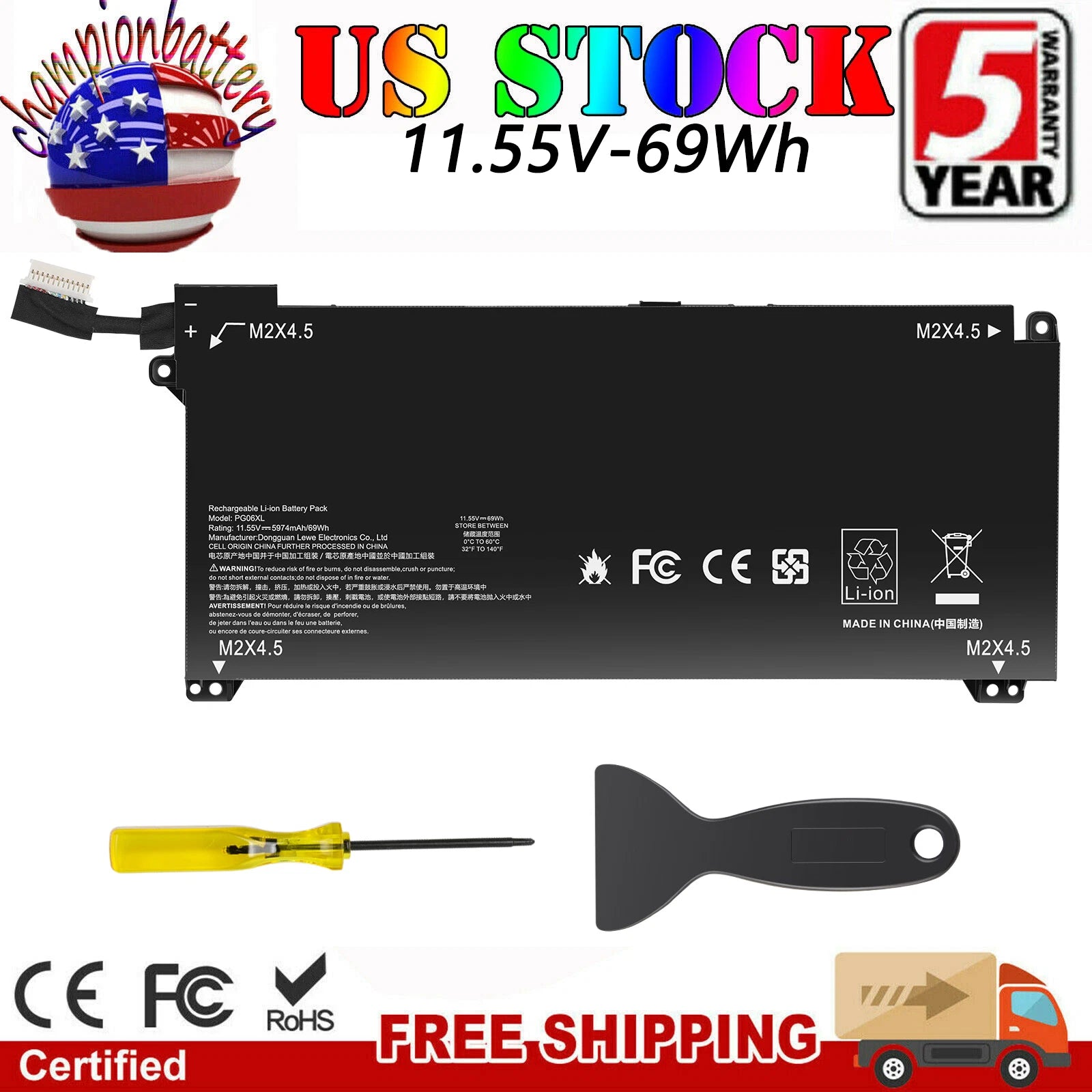 PG06XL Battery For HP Omen 15-DH 15T-DH000 DH1019NR L48431-2C1 HSTNN-DB9F 69WH