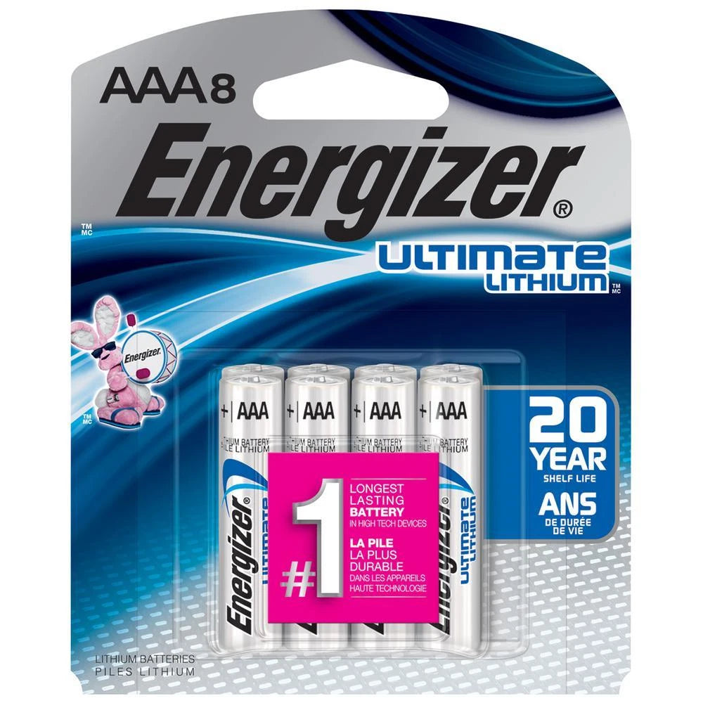 Pack of 8 Energizer AAA Ultimate Lithium Batteries, L92BP FRESH