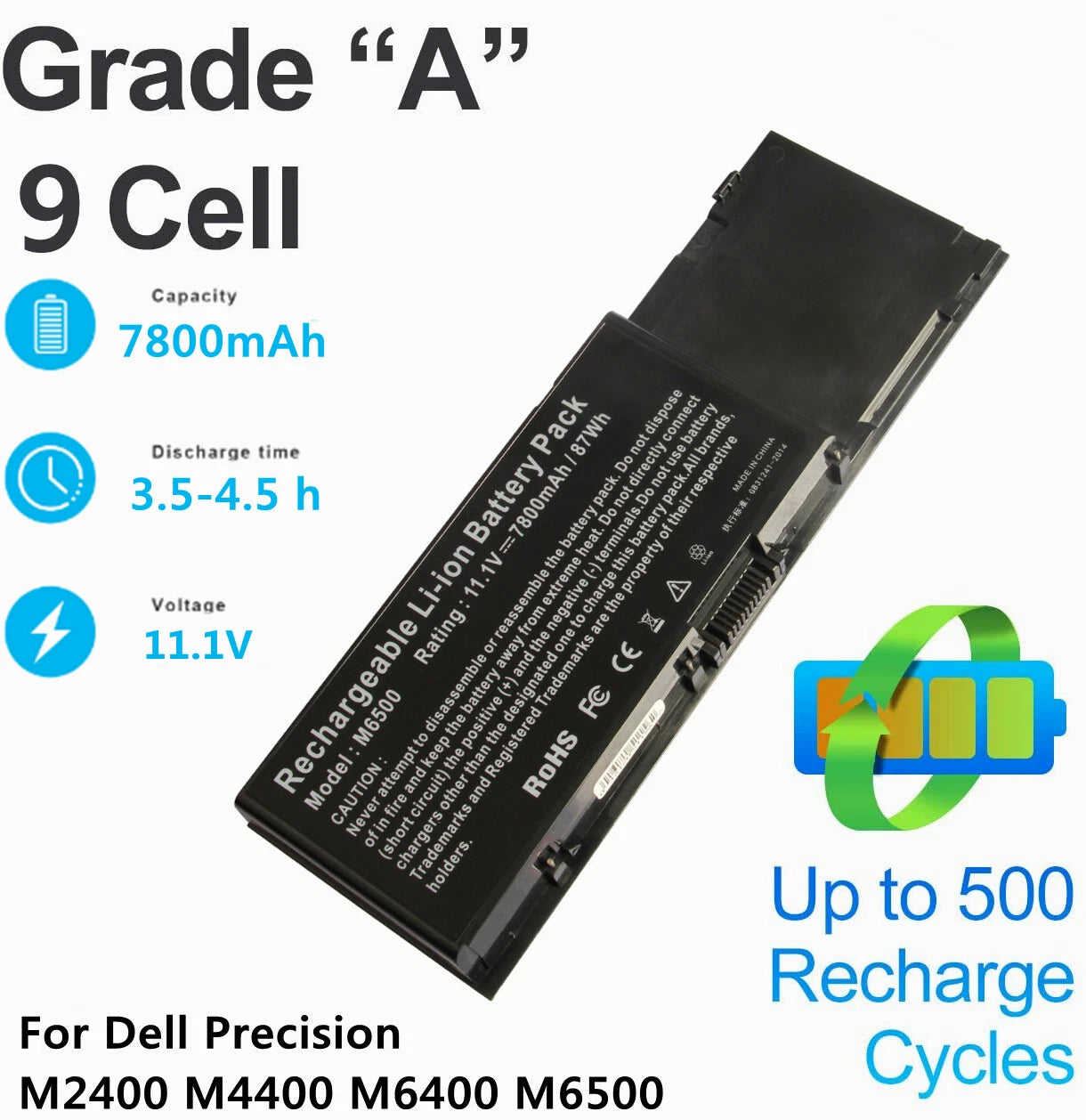 Battery For Dell Precision M2400 M4400 M6400 M6500 KR854 8M039 DW842 312-0873