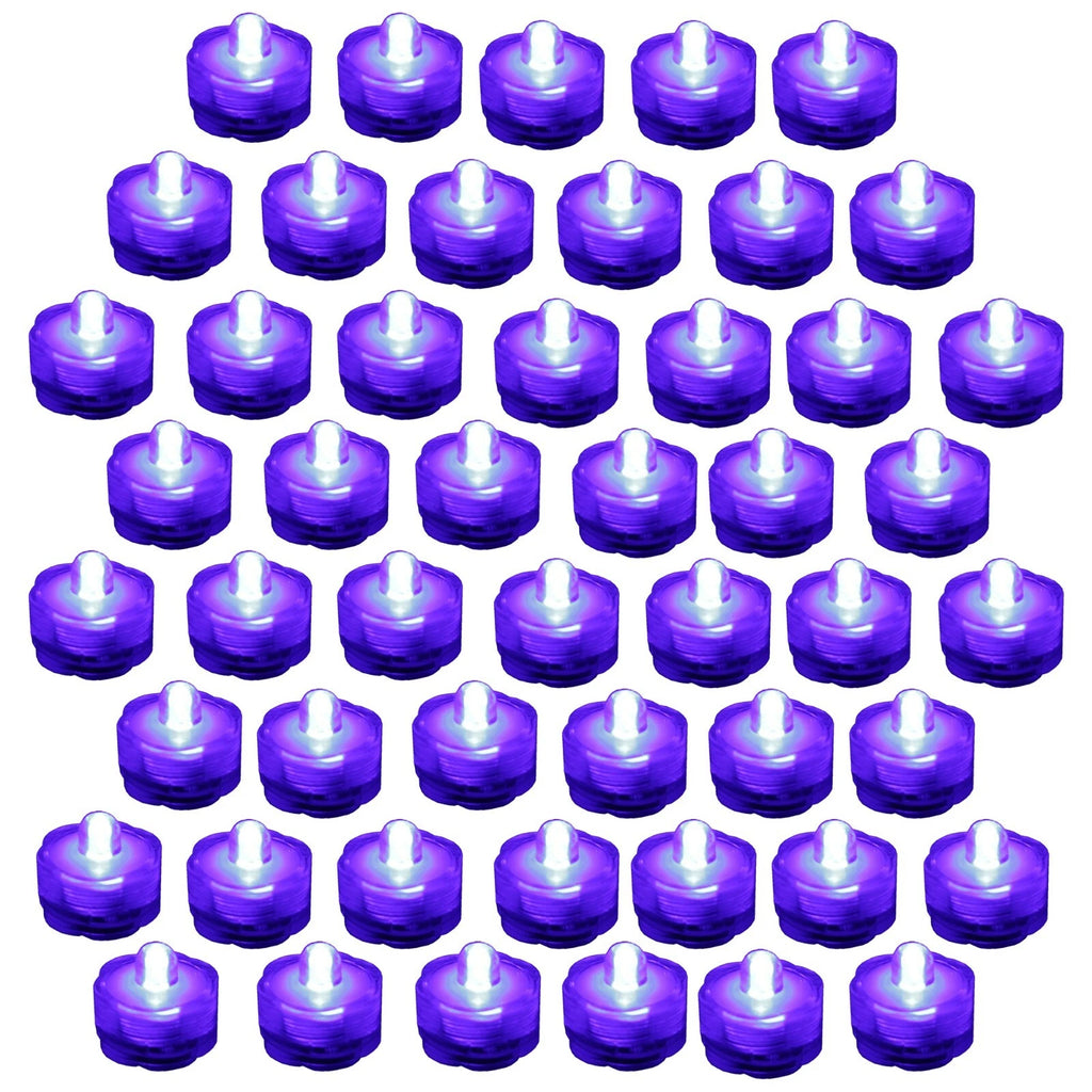 50 pack Purple Submersible Waterproof Battery LED Tea Light ~ Wedding Decoration