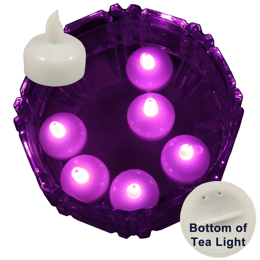 6 Flameless Floating LED tealight Candle Battery operated Pink tea lights NEW