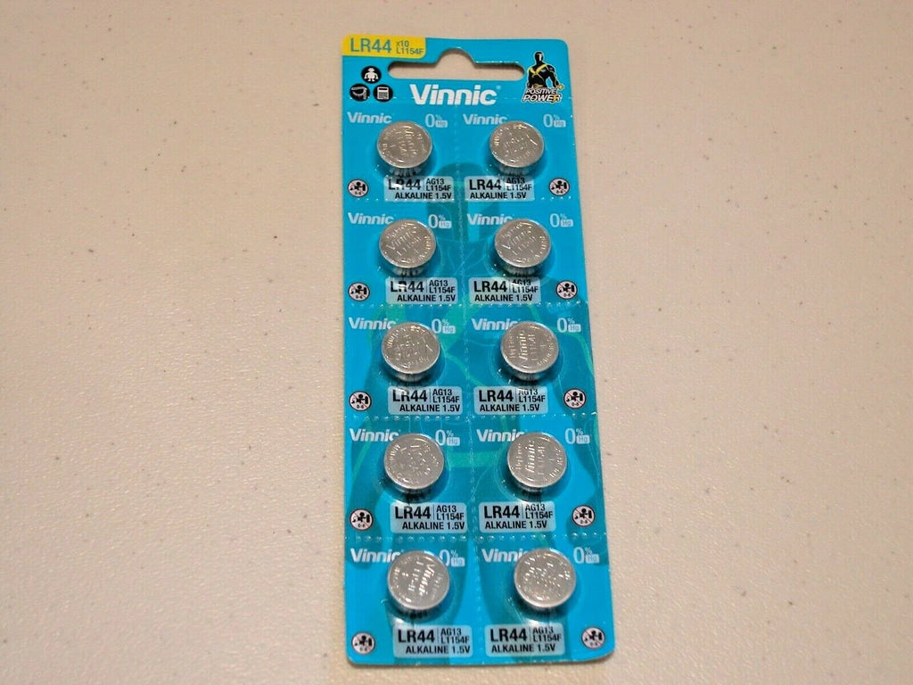 10 pc Vinnic L1154 A76 GPA76 LR44 AG13 LR44 L1154F SR44 alkaline battery