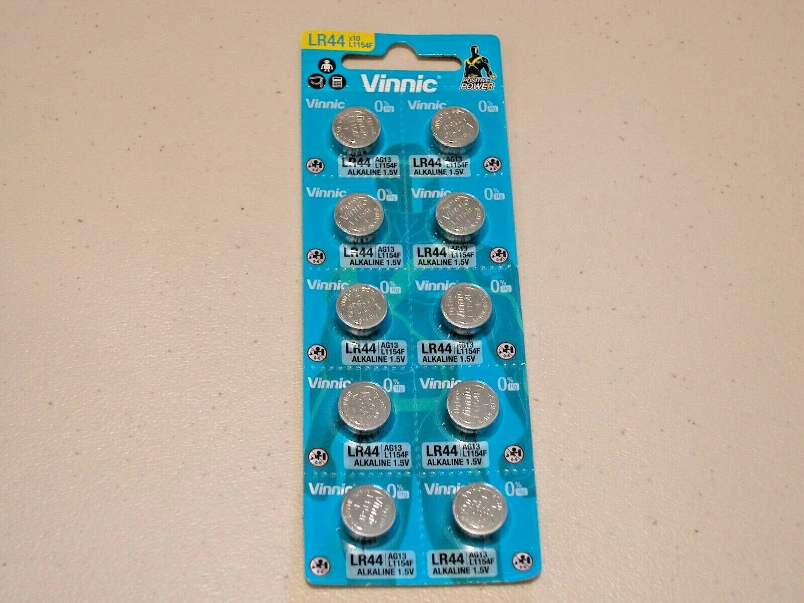 10 pc Vinnic L1154 A76 GPA76 LR44 AG13 LR44 L1154F SR44 alkaline battery