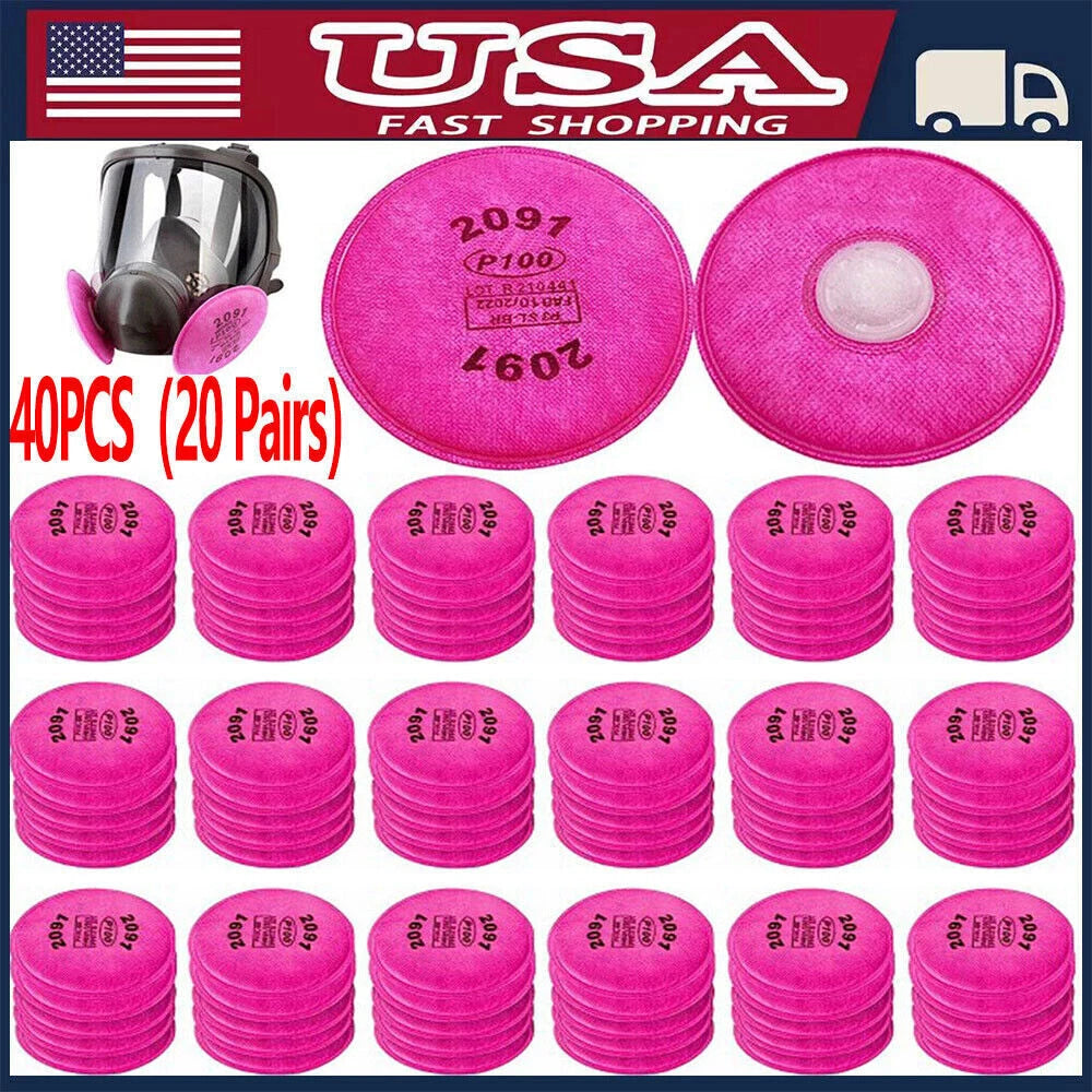 2-40PCS (20Pairs) 2091 Filters Replacement for 6000 6800 7000 Series Respirators