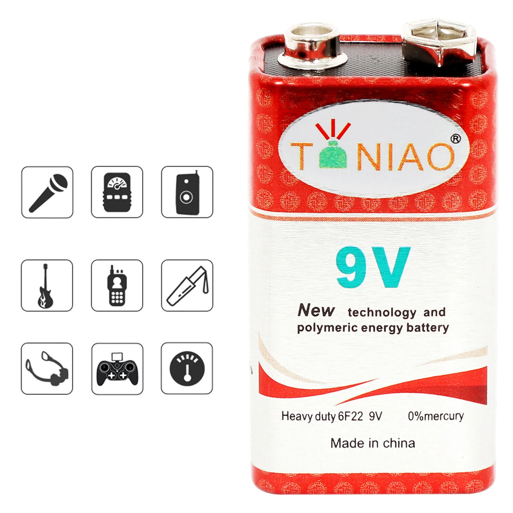 10 PCS 9V 6F22 9 Volts Heavy Duty Battery Zinc Carbon 0% Mercury Free Shipping