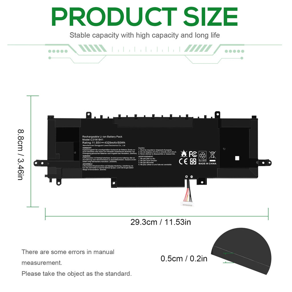 50WH C31N1841 Battery For Asus ZenBook 13 UX334 UX334FA UX334FL 14 UX434 UX434DA