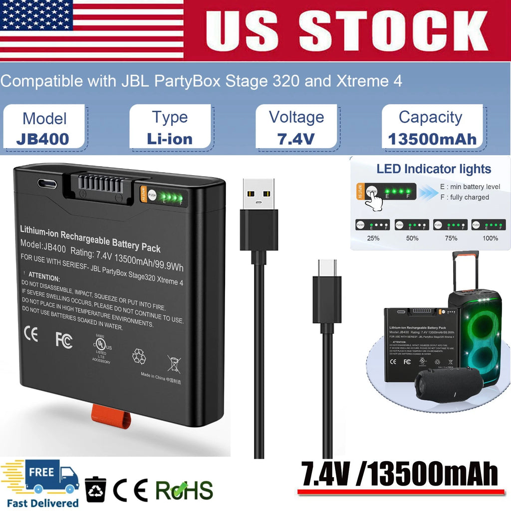 ?Portable Battery For JBL PartyBox Stage 320 and Xtreme 4 Fast Charge 13500mAh