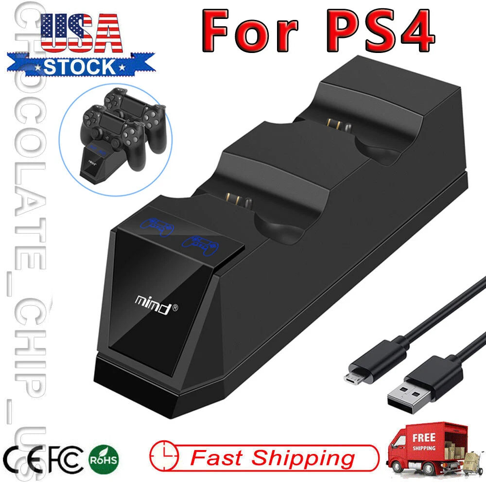 Dual Fast Charger Dock Station For PS4 PlayStation 4 Controller Charging Stand