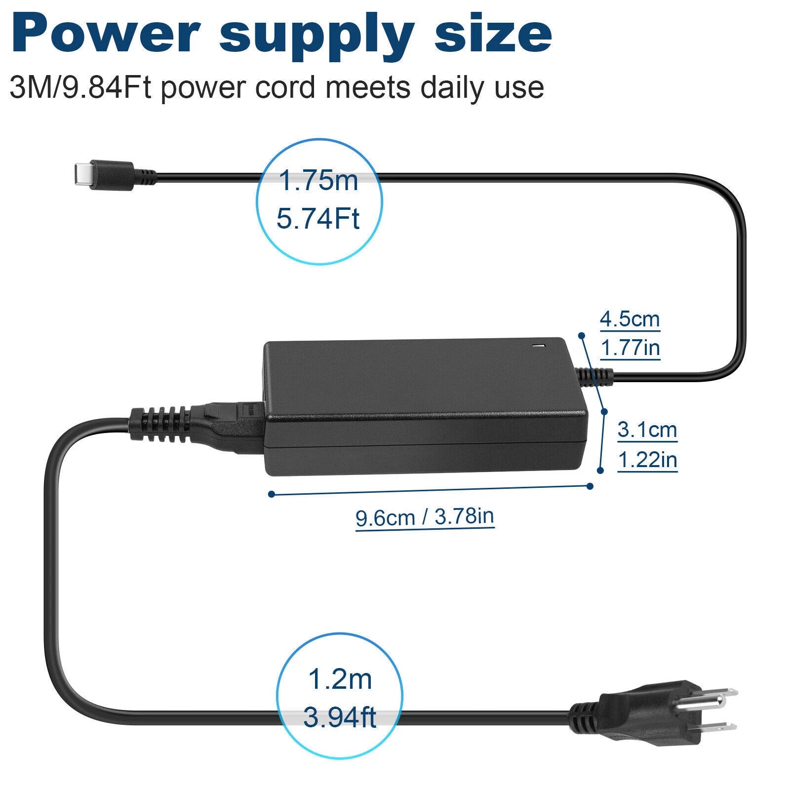 AC Adapter For Acer Chromebook 315 CB315-3H-C2C3 CB315-3H-C4QE 45W USB-C Charger