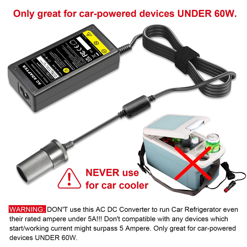 60W 5A Vehicle Power Inverters 110V AC to 12V DC Car Cigarette Lighter Converter