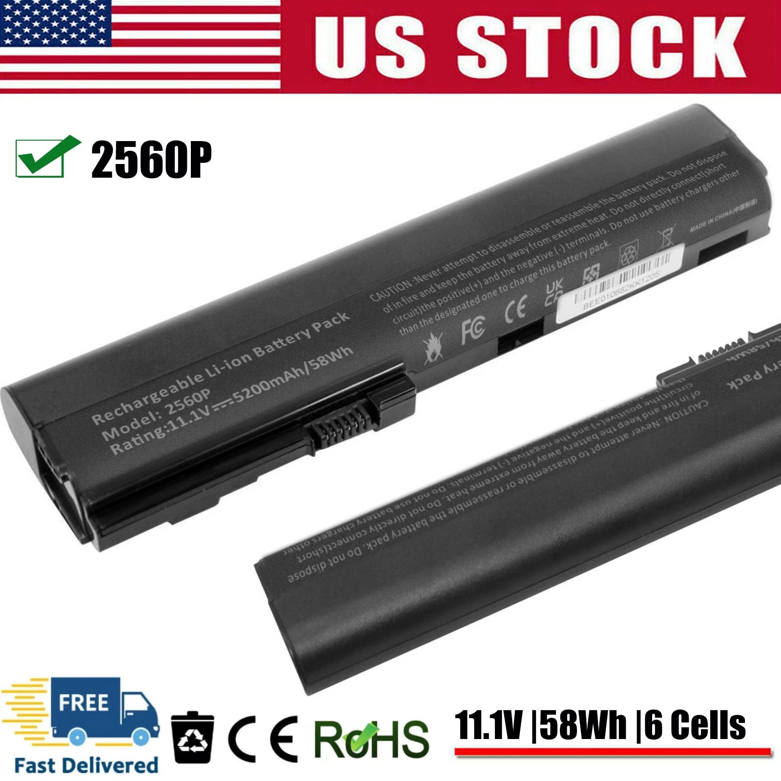 New For HP EliteBook 2560P 2570P SX06 SX03 BATTERY - 632421-001 632419-001