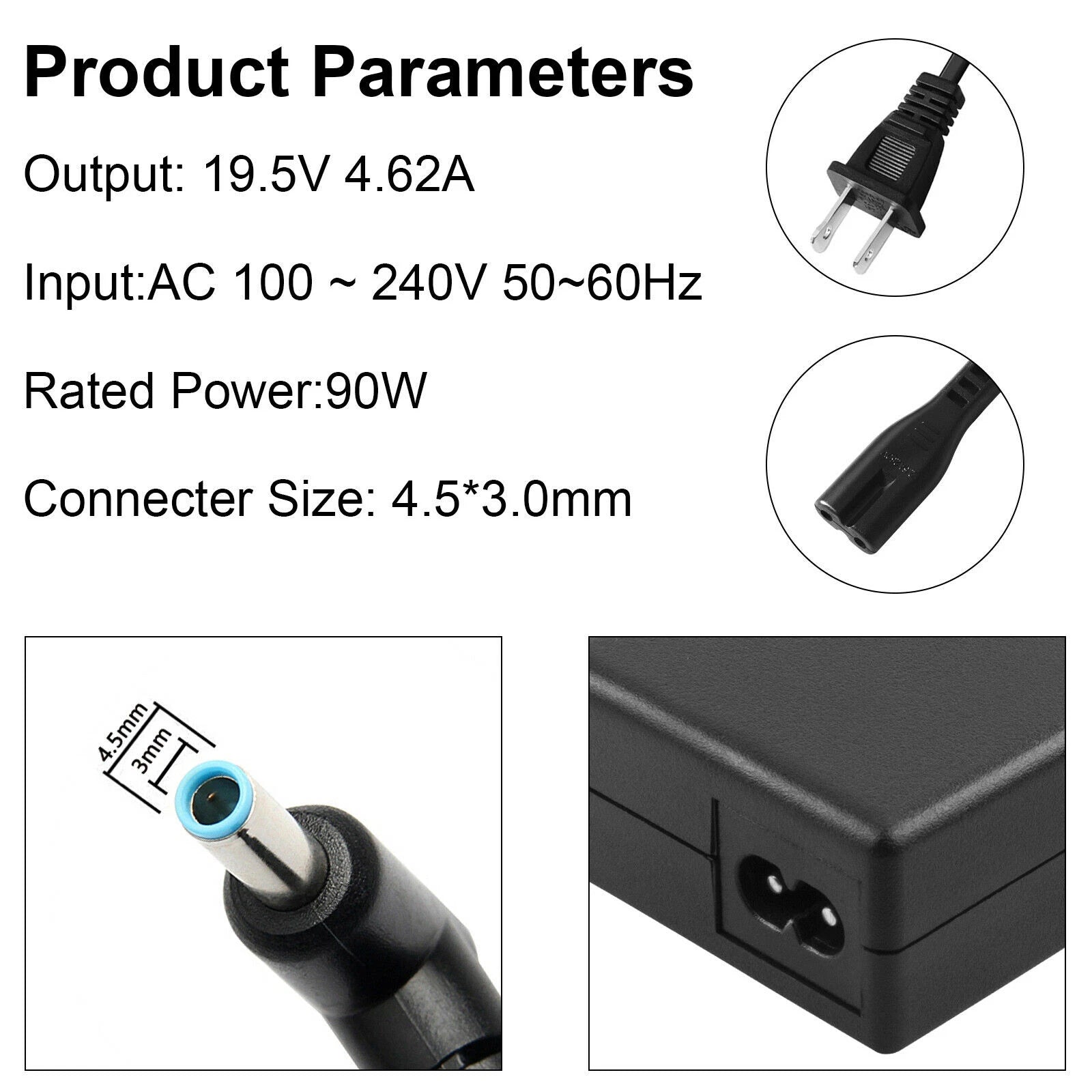 90W AC Adapter Charger For HP Pavilion710412-001 740015-003 Blue Tip 19.5V 4.62A