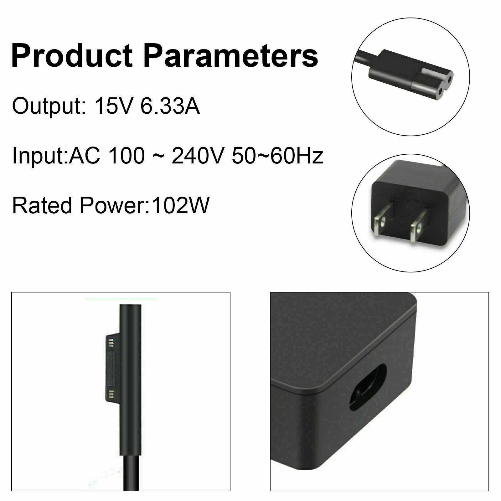 102W AC Adapter Laptop Charger For Microsoft Surface Pro 5 6 7 8 X With USB Port