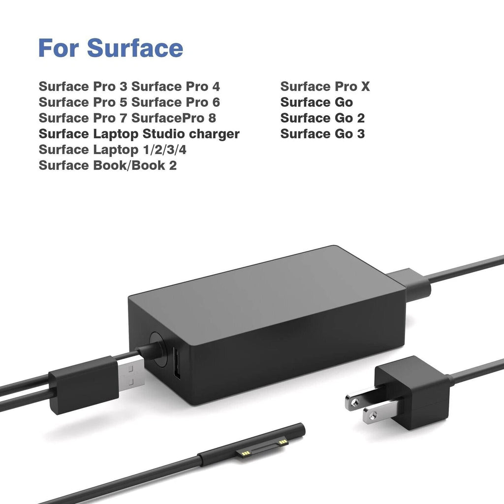 For Microsoft Surface Pro 3 4 5 6, Go Book Power Adapter Charger 44W 1800 1769