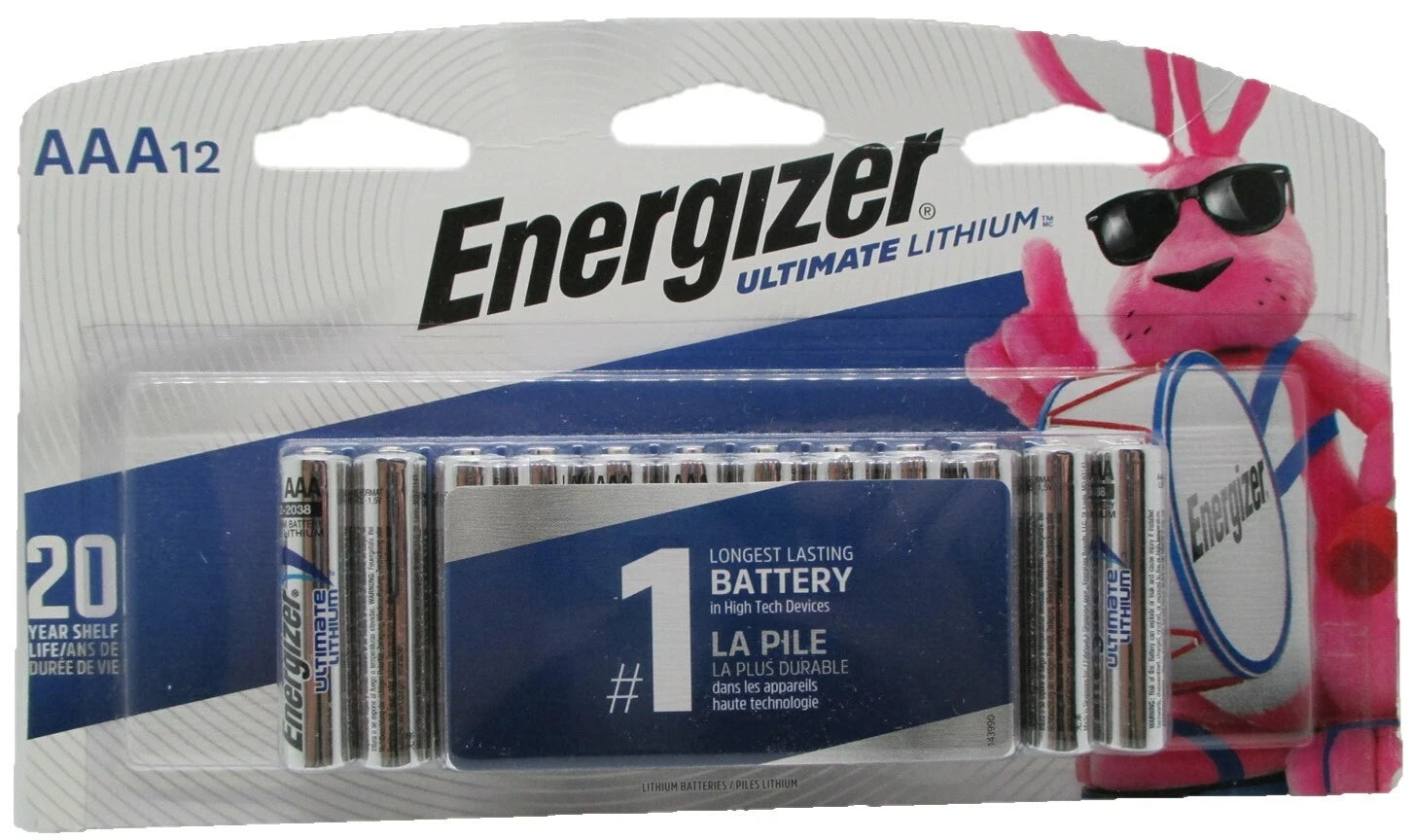 12 AAA Energizer Ultimate Lithium Batteries L92BPF Exp 12/2037 New Sealed
