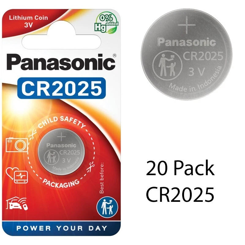 Panasonic 2025 2025 3V Lithium Coin Battery for Car Remote, Key Fob 20 Pieces