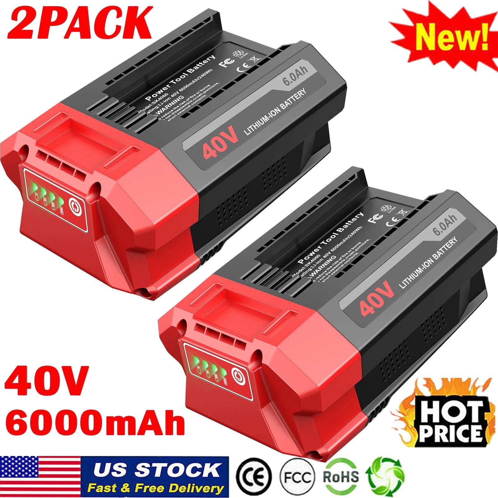 1-2X 40V Replacement Battery for SKIL PWRCore BY8708C-01 BY8705-00 Lithium 6.0Ah